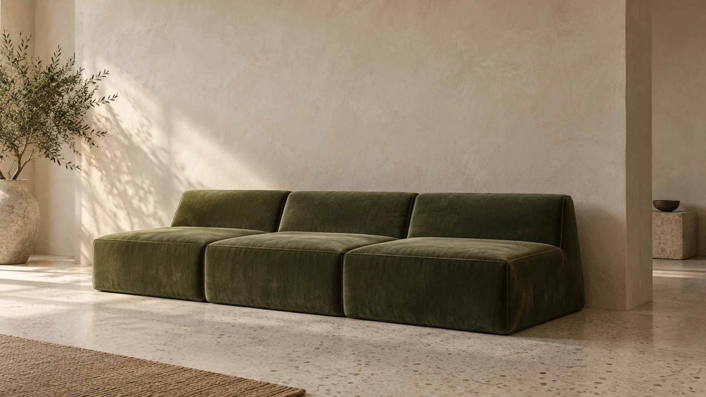 GAZANIA: moss velvet floor-level lounge